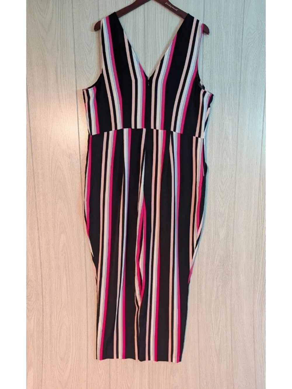 Express NWT Black & White Vertical Striped Jumpsuit Wide Leg XL Cropped